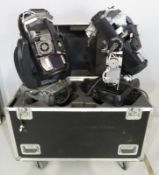 Pair of Varilite VL3000 Wash in flightcase. Includes hanging clamps and safety bonds. As s
