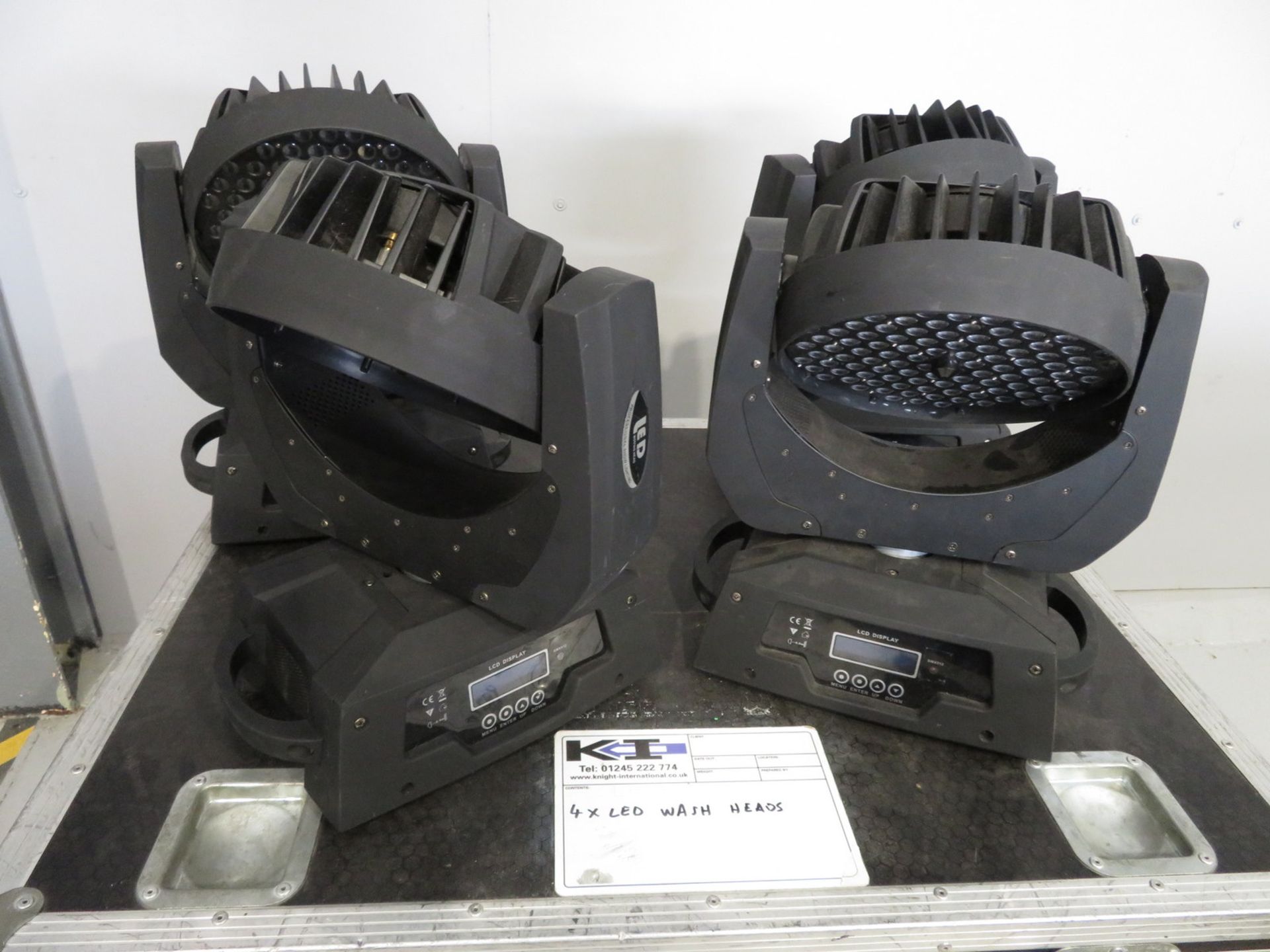 4x LED Moving head wash's in flightcase. Includes clamps but no power cables. Working Cond - Image 2 of 7