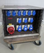 63amp 3 phase input to 9x 16amp single phase & 3x 32amp single phase distribution unit.