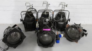 6x Black finished Par Can. Including hanging clamps and safety bonds. Working condition.