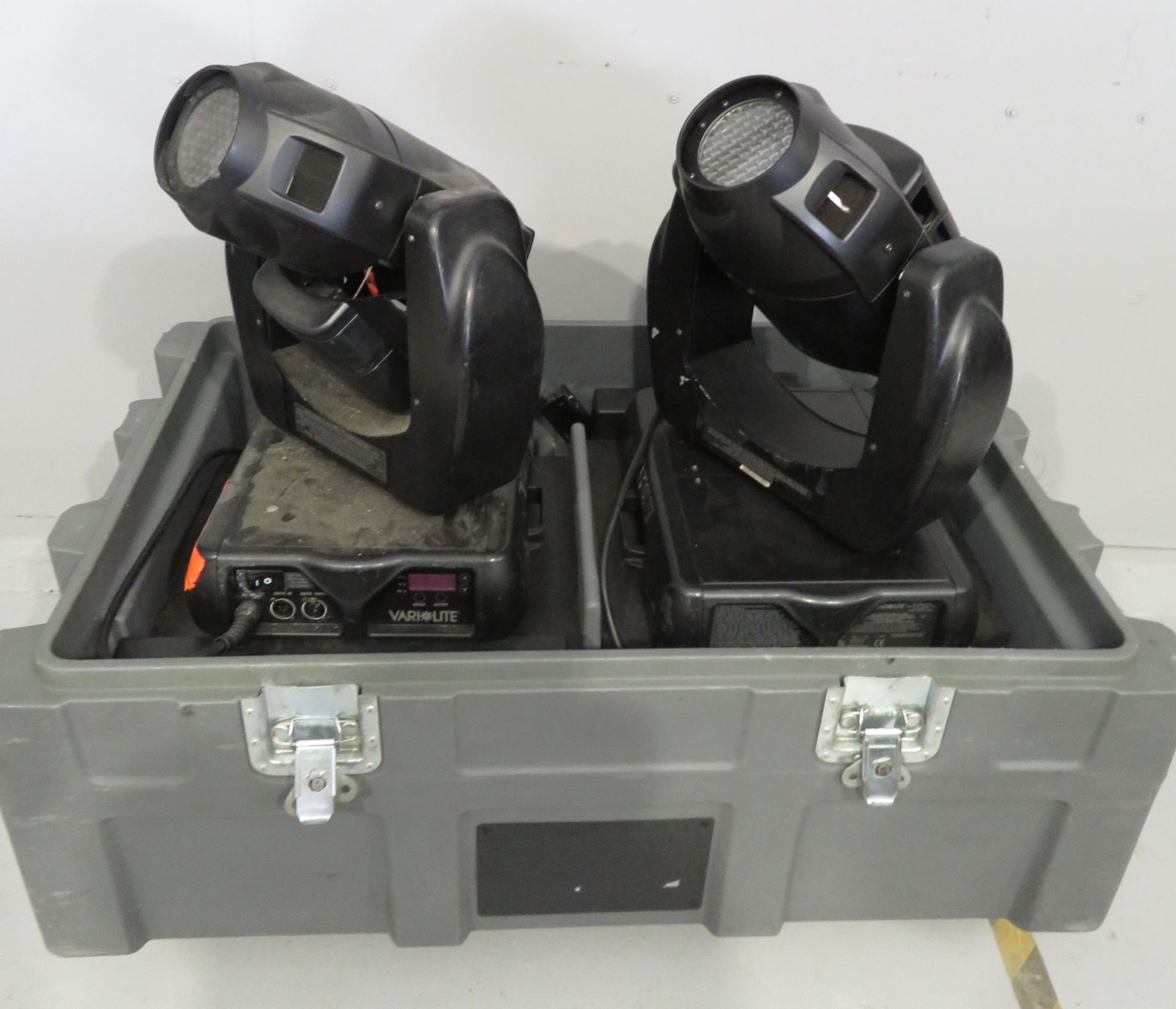 Pair of Varilite VL2402 Wash in flightcase. Includes hanging clamps and safety bonds. 1 Wo