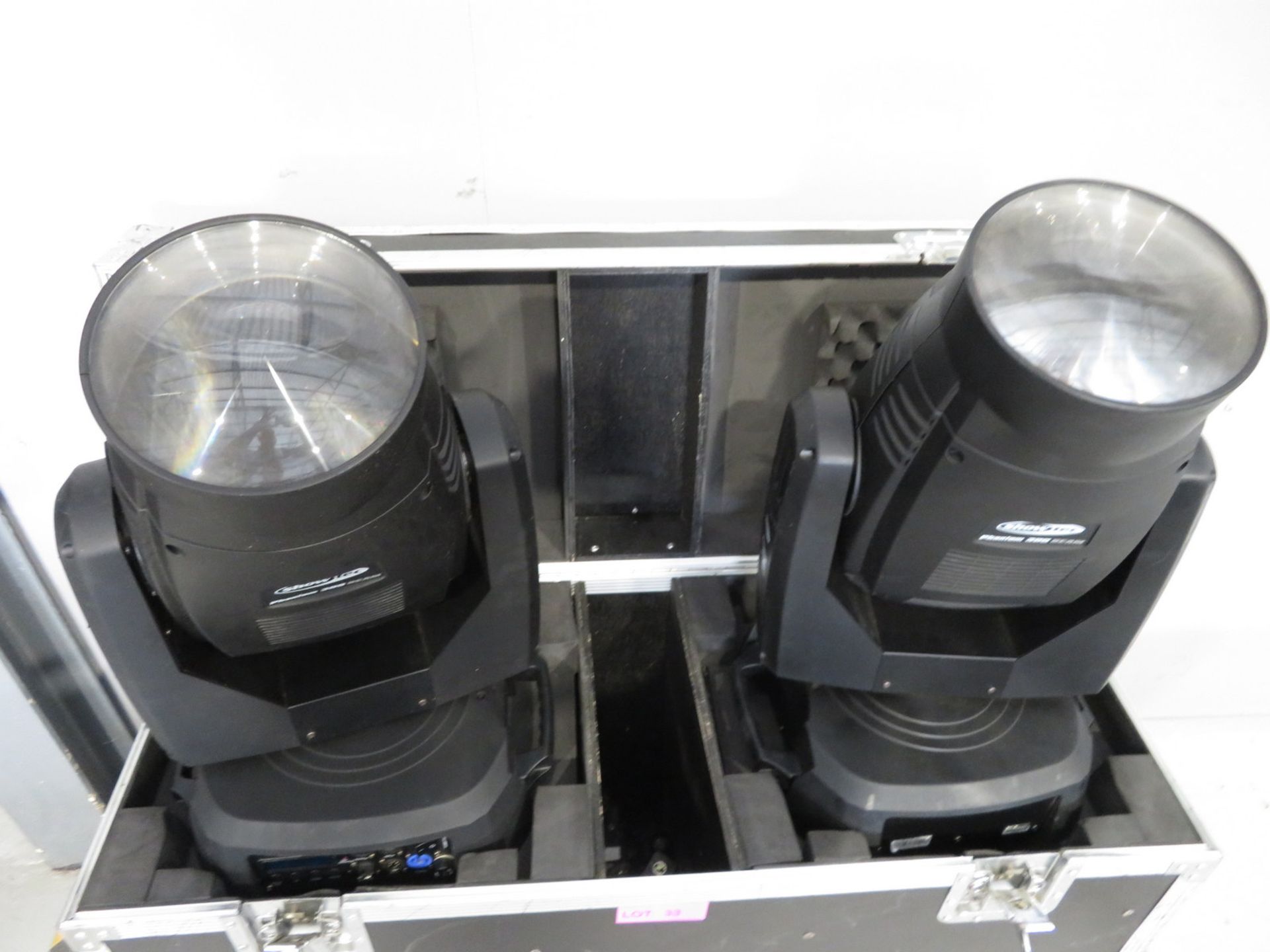 Pair of Showtec Phantom 300 Beams in flightcase. Includes hanging clamps and safety bonds. - Image 3 of 7