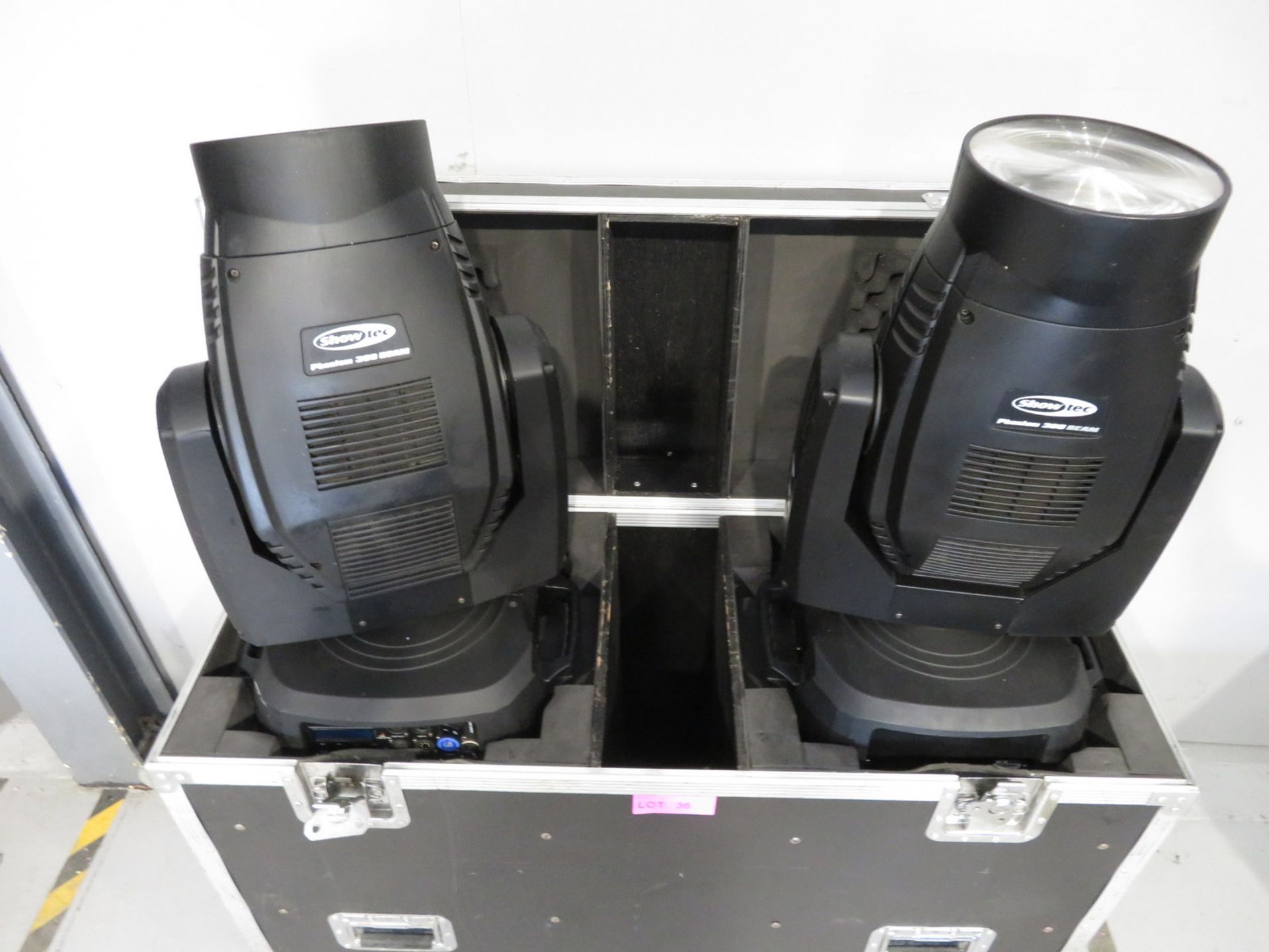 Pair of Showtec Phantom 300 Beams in flightcase. Includes hanging clamps and safety bonds. - Image 2 of 8