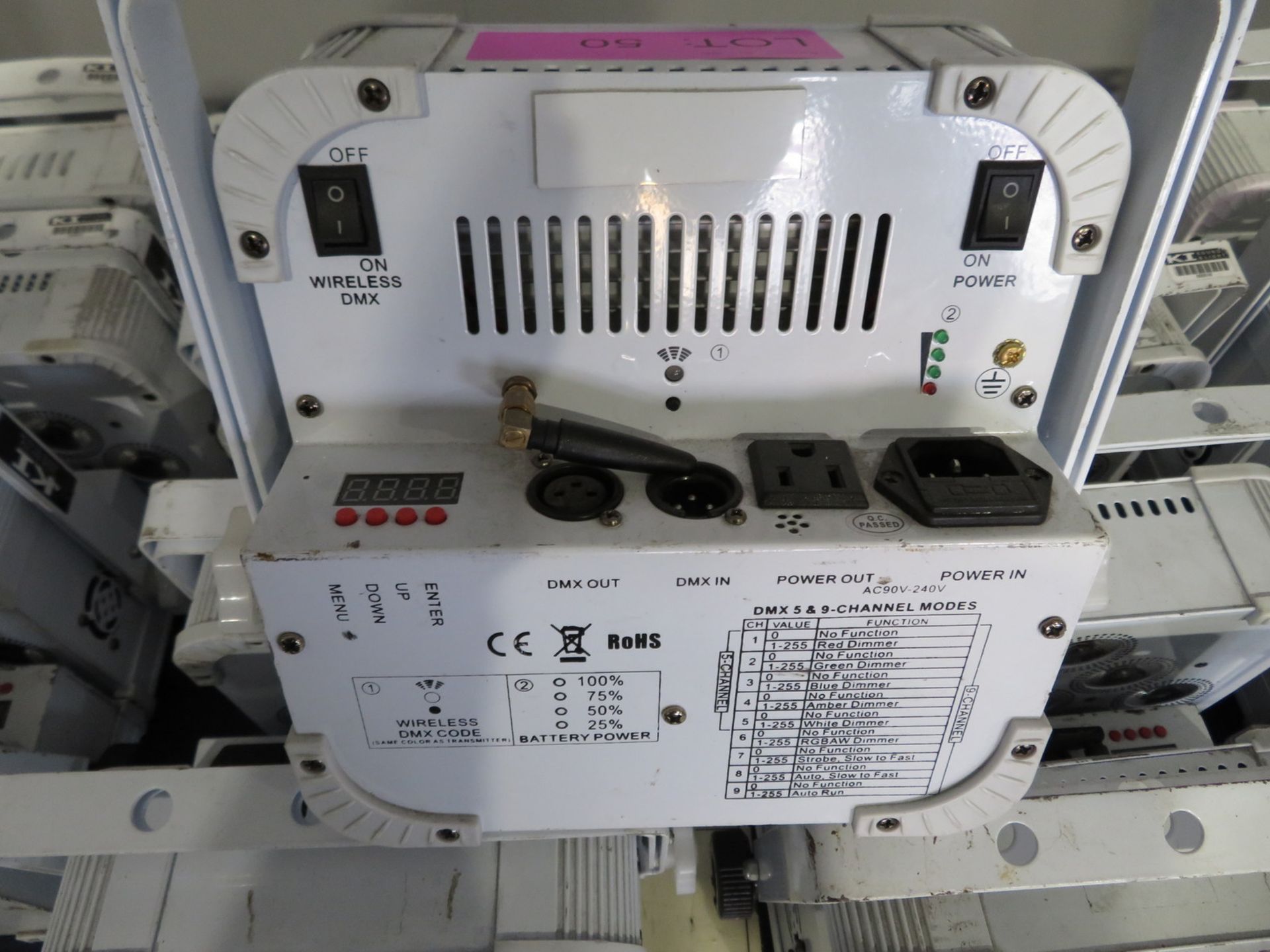 25x LED RGB AW wireless dmx uplighters. Working condition. (flightcase not included) - Image 7 of 9