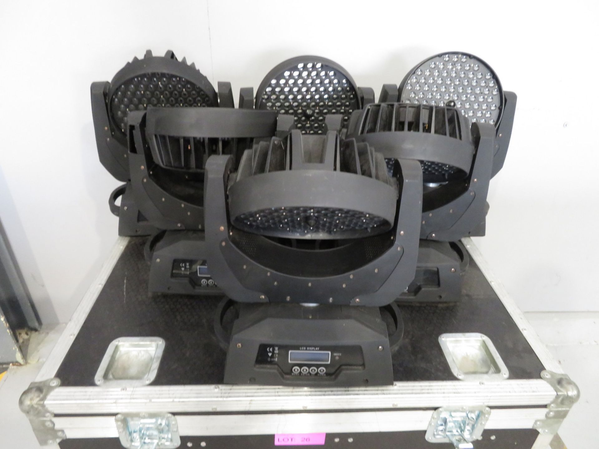 6x LED Moving head wash's in flightcase. Includes clamps but no power cables. Working Cond - Image 2 of 7