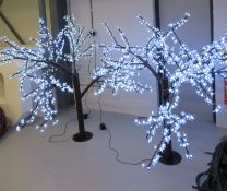 Pair of Artificial illuminating decorative LED trees with cases. 170x200cm (HxW)