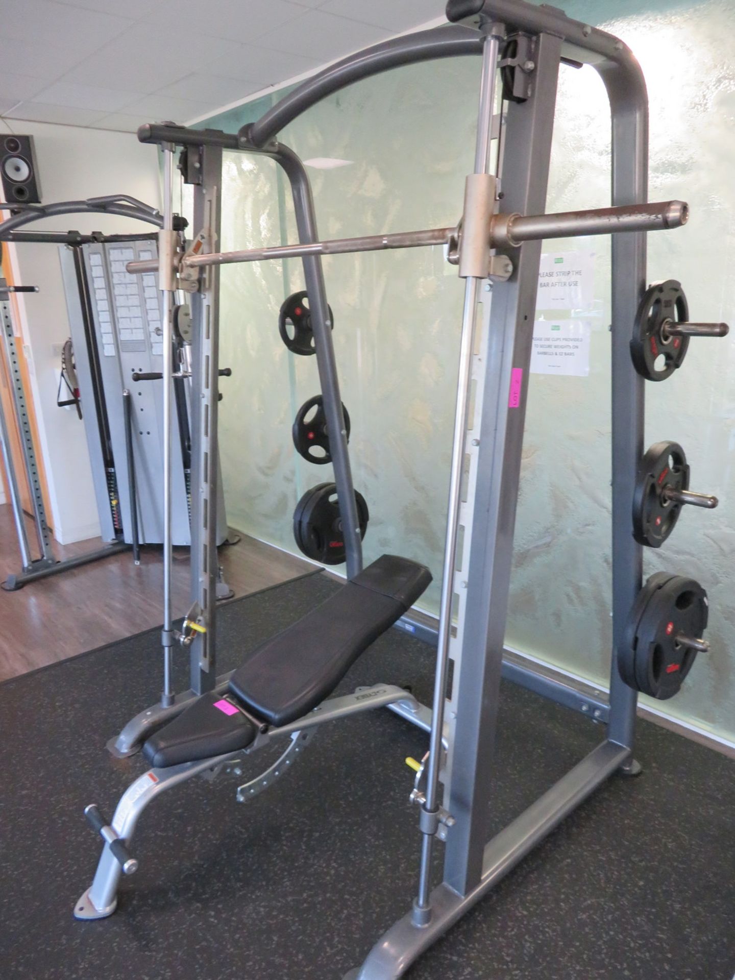 Gymgear Elite Series Smith Machine Complete With Cybex Bench & Weight Plates. - Image 2 of 12