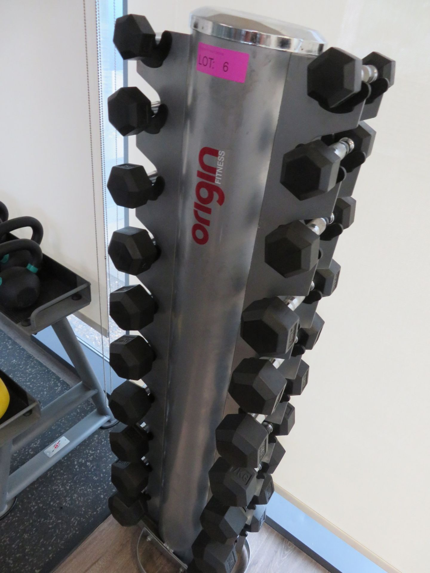 Origin Fitness 1kg-10kg 10 Pair Studio Dumbbell Set With Rack. Weights Ranges: 1-10kg. - Image 3 of 7