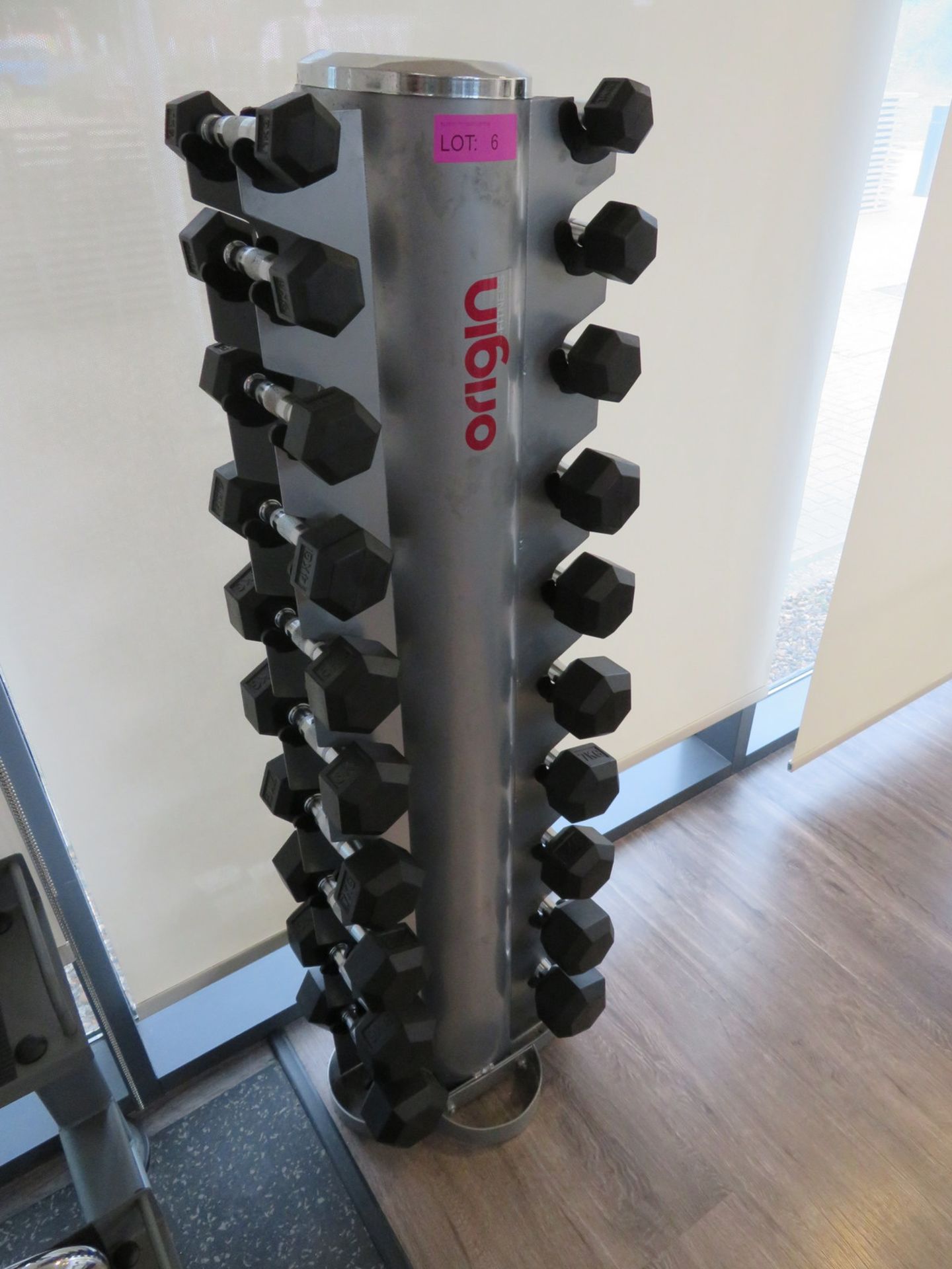 Origin Fitness 1kg-10kg 10 Pair Studio Dumbbell Set With Rack. Weights Ranges: 1-10kg. - Image 2 of 7