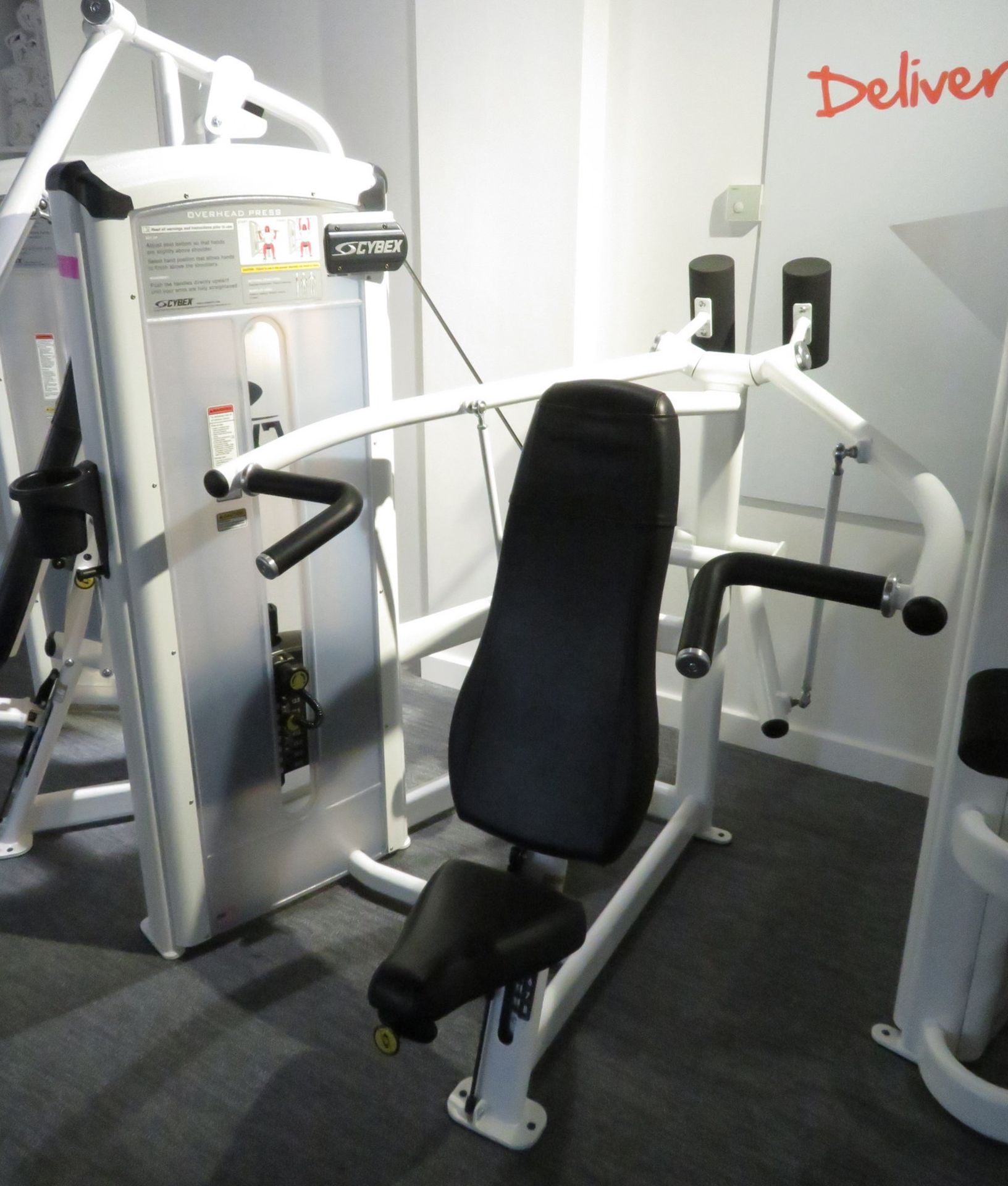 Cybex Overhead Press Model: 12010. 65kg Weight Stack. Dimensions: 150x160x150cm (LxDxH)