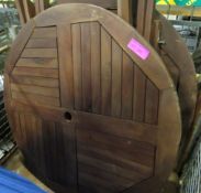 2x Round Folding Wood Table 1m Diameter.