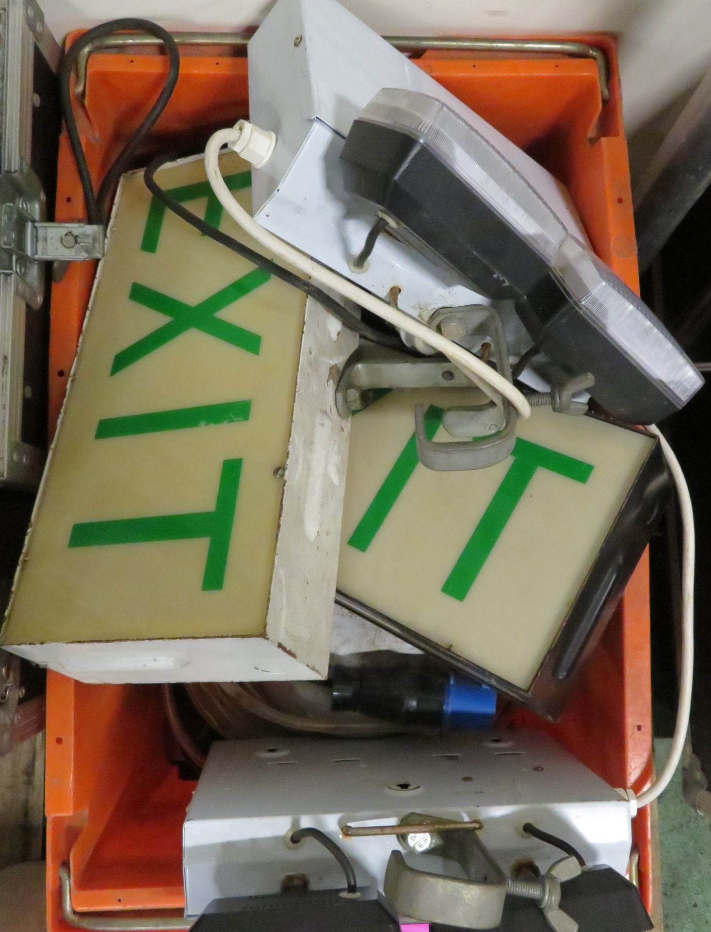 Orange Crate Containing Emergency Light Fittings and Exit Signs. - Image 2 of 4