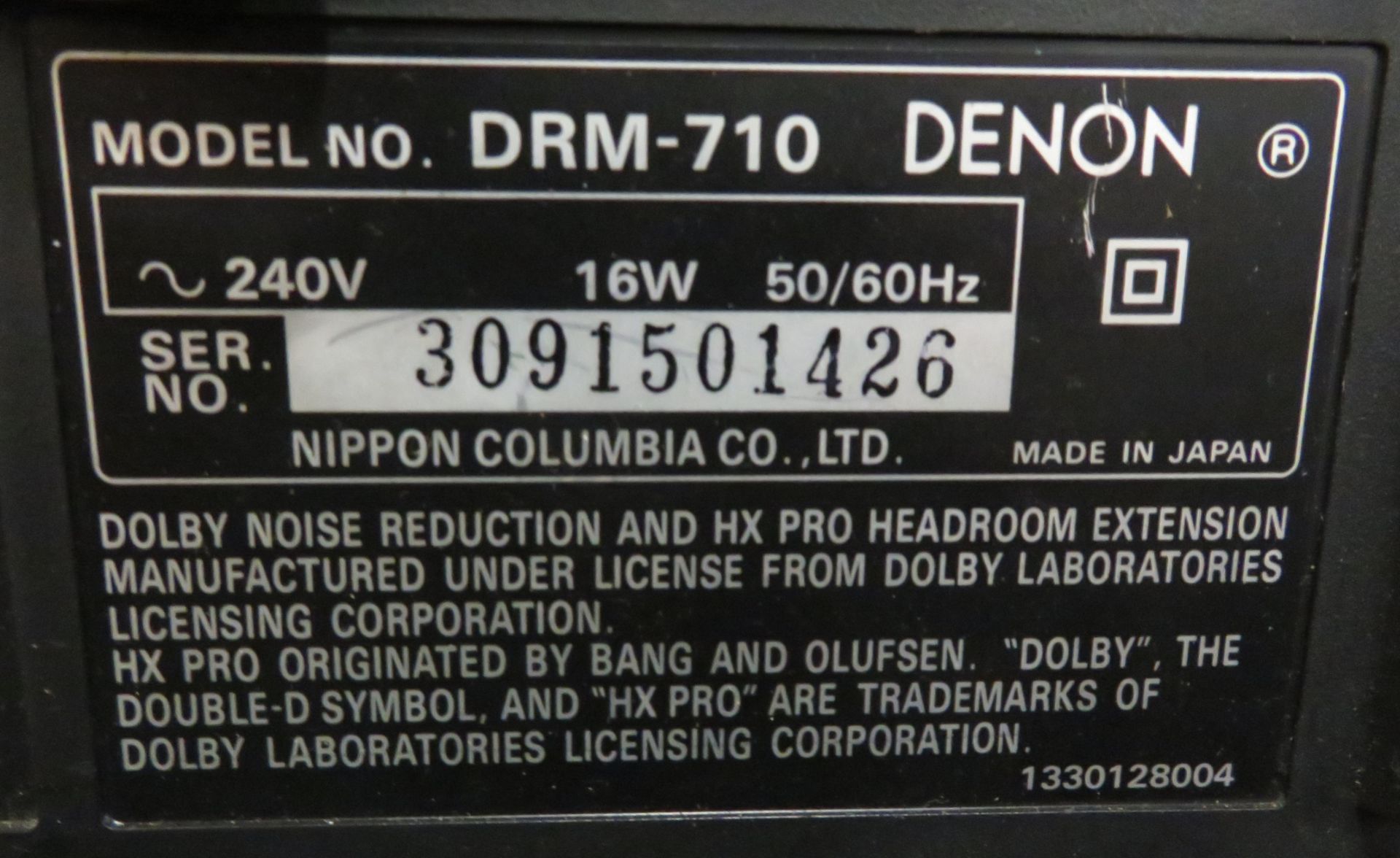 Dolby Denon Cassette Deck DRM-710 & DRM-550 Single Phase. - Image 3 of 5