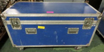 Blue 3 Compartment Flight Case on Wheels L1240xW560xH720mm.