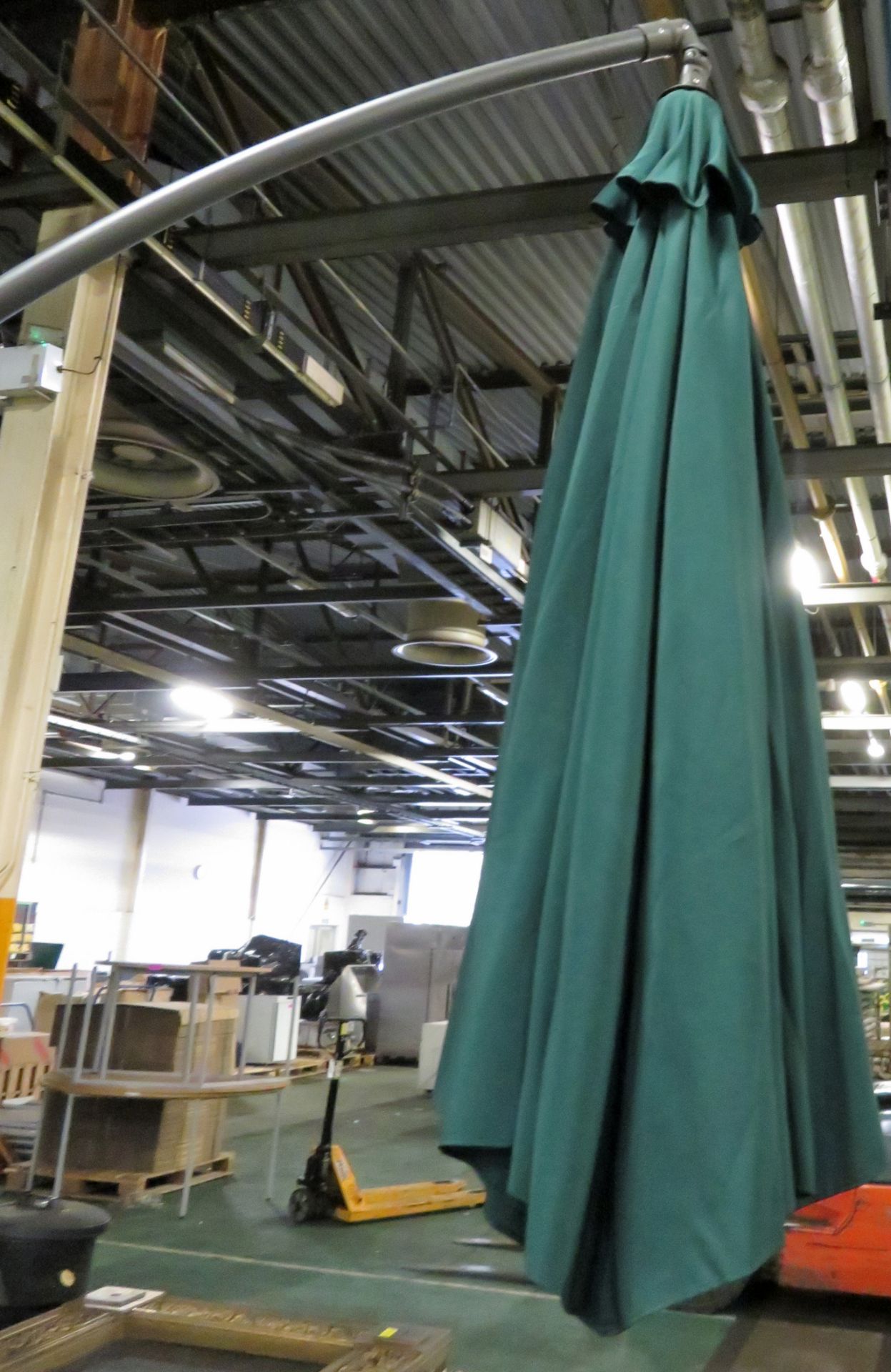 3m Cantilever Parasol in Green with Base -From Storage possibly used. - Image 2 of 3