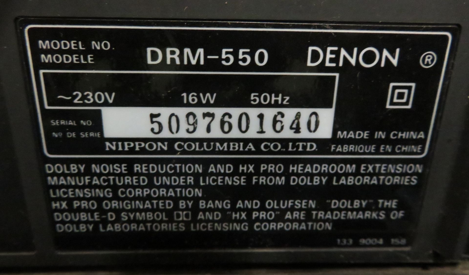 Dolby Denon Cassette Deck DRM-710 & DRM-550 Single Phase. - Image 4 of 5