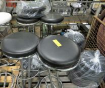 4x Black Zeus Stools with 25 Spare Tops.