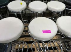 6x White Zeus Stools with 18 Spare Tops.