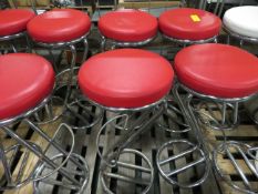 6x Red Zeus Stools with 14 Spare Tops.