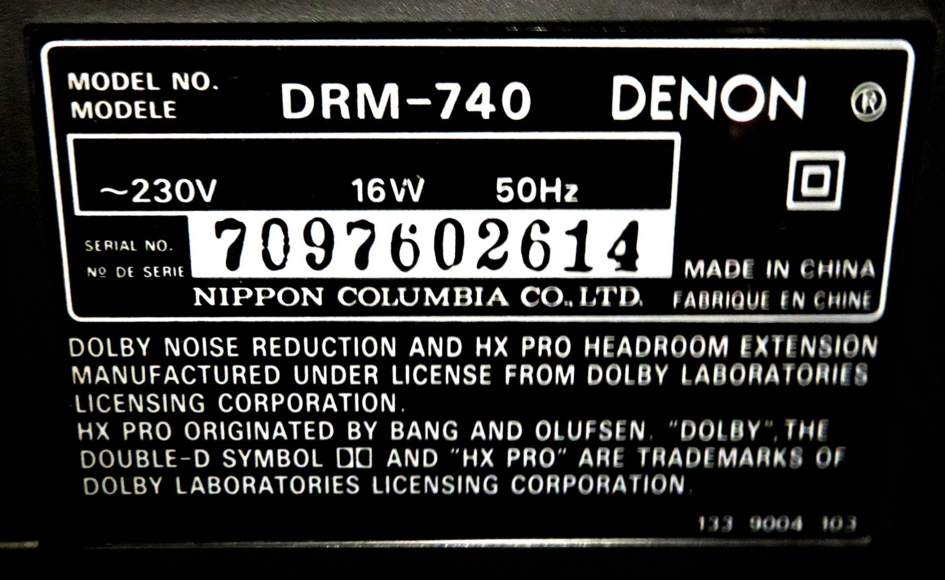 Dolby Denon Cassette Deck DRM-710 & DRM-550 Single Phase. - Image 5 of 5