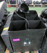 6x Vision Par 56 Lanterns Missing Filters in Plastic Storage Box.