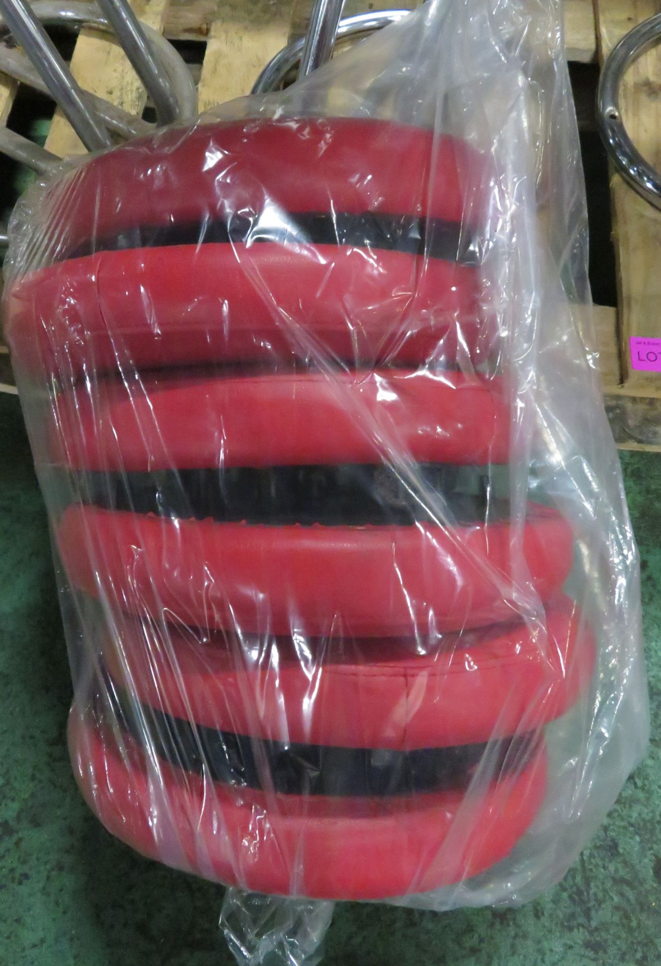 6x Red Zeus Stools with 6 Spare Tops. - Image 3 of 3