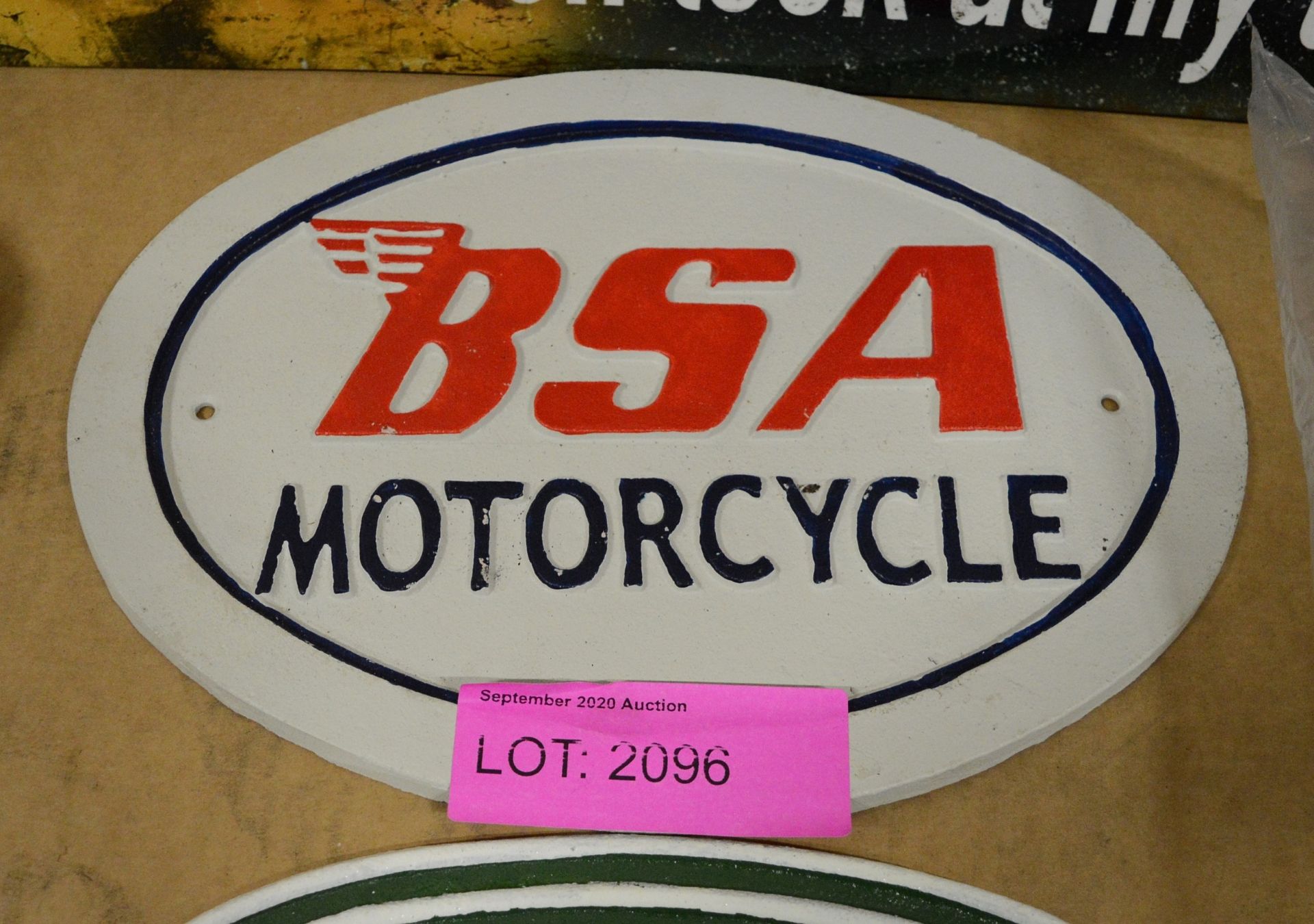 BSA motorcycle cast sign