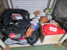 Various Sporting Equipment Bags, Rackets, Balls, Markers, flags