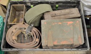 Tool box, ammo tin, straps, metal trays