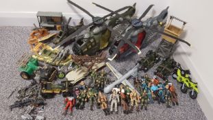 Assorted toy figures and vehicles