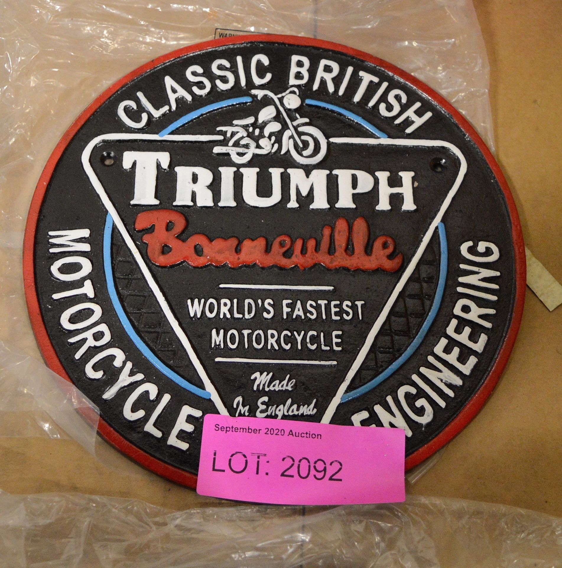 Triumph Bonneville cast sign