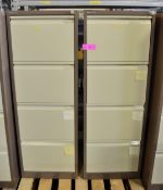 2x 4 Drawer Combination Lock Filing Cabinet L 470 x W 620 x H 1320mm