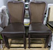 6x Dining Chairs - brown suede cushioned back