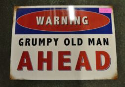 Warning grumpy old man tin sign