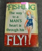 Fishing tin sign