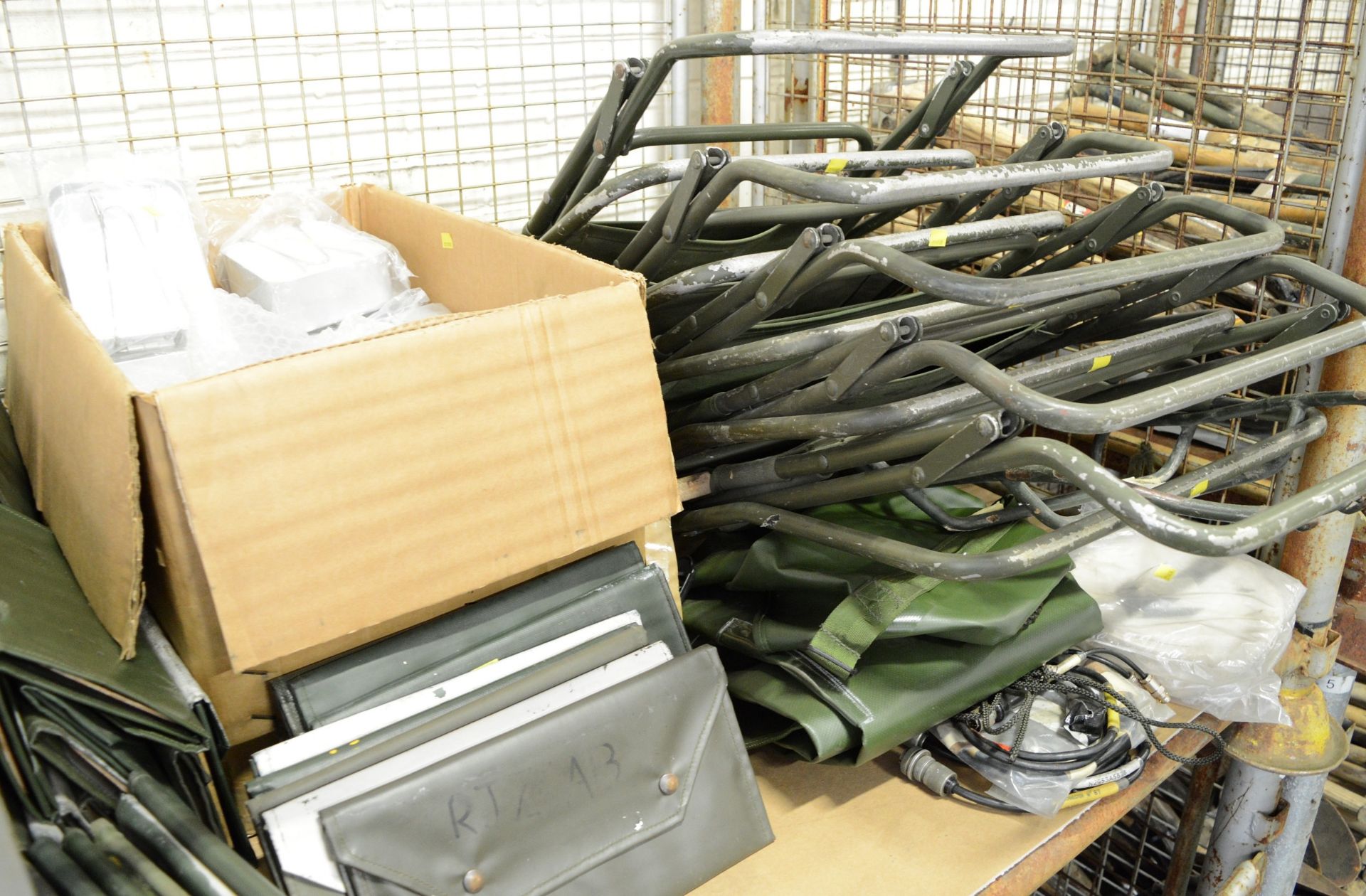 Army Surplus - Signs, Signal Cable, Green Folding Chair, Document Holder Vehicle, Pan Mess - Image 2 of 3