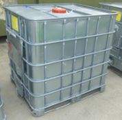 1x Schutz SX EX metal clad and frame IBC 1000LTR plastic container. Clean internals. Previ