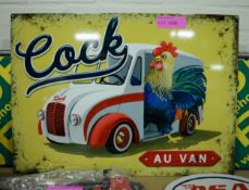 Cock au Van tin sign