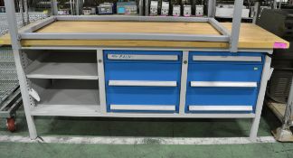 Workbench - Wooden Top Metal Base L2000 x W700 x H840mm