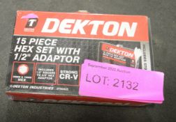 Dekton 15 piece Hex set 1/2 inch adaptor