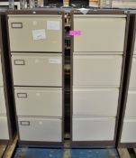 2x 4 Drawer Combination Lock Filing Cabinet L 470 x W 620 x H 1320mm