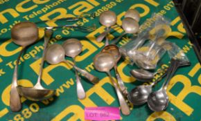 EPNS Ladels, stainless spoons, tongs