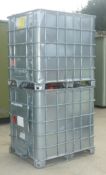 2x Schutz SX EX metal clad and frame IBC 1000LTR plastic containers. Clean internals. Prev