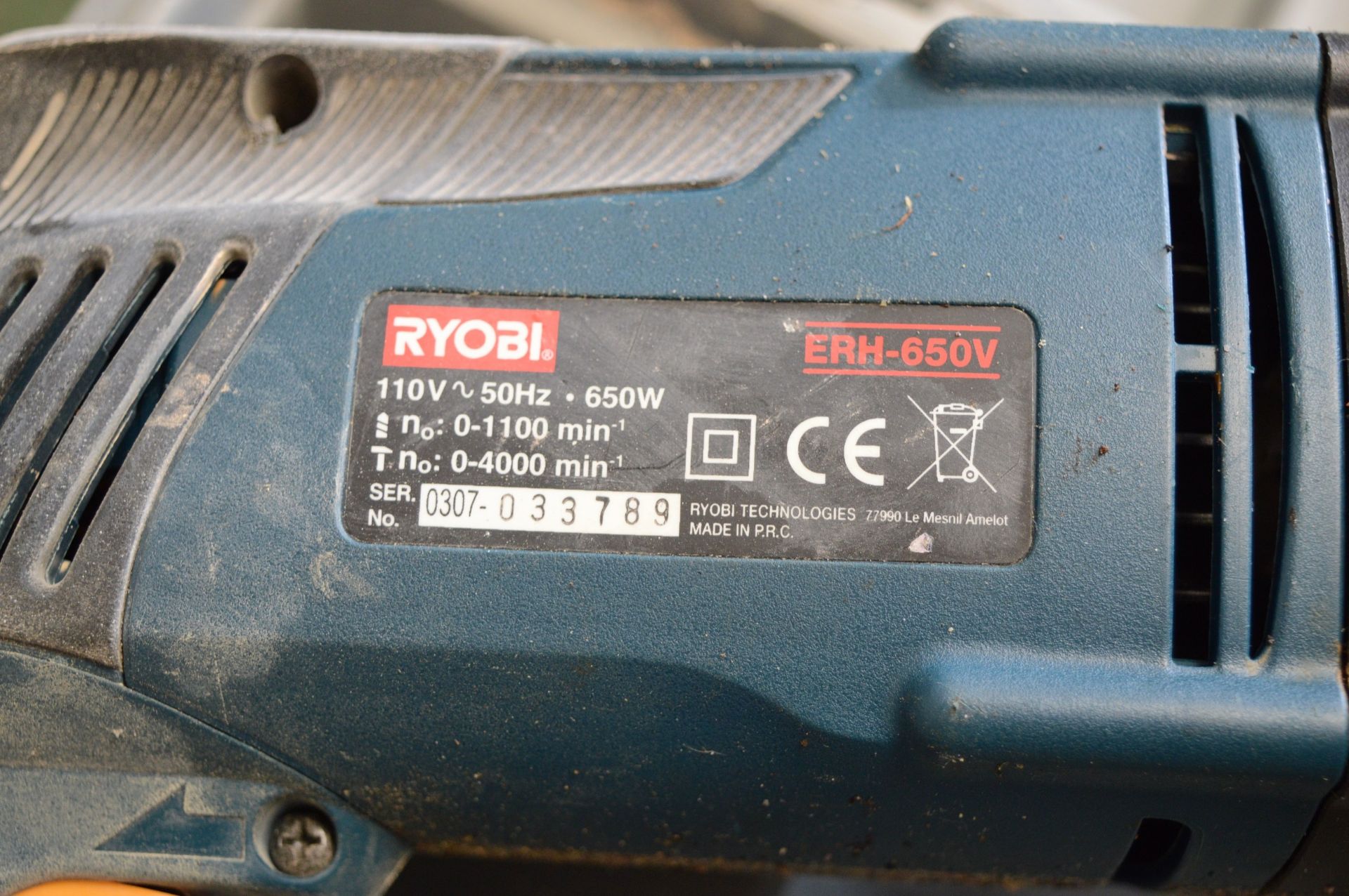 Ryobi ERH650V Rotary Hammer Drill & DeWalt Empty Drill Case. - Image 3 of 5