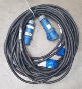 2 x 32amp 1 phase extension cables 15m