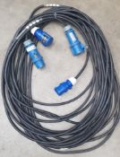 2 x 32amp 1 phase extension cables 20m