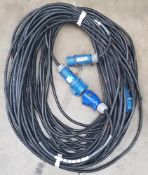 2 x 32amp 1 phase extension cables 35m