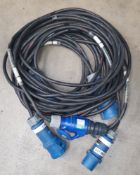 3 x 32amp 1 phase extension cables 10m