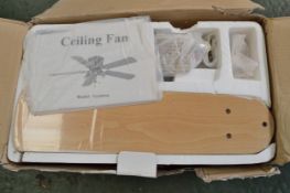 Cyclone Beech Effect Ceiling Fan with 3 Spotlights.