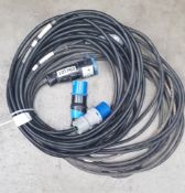 2 x 16amp 1 phase extension cables 10m